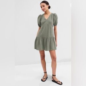 GAP Sage Crinkle Guaze Mini Dress